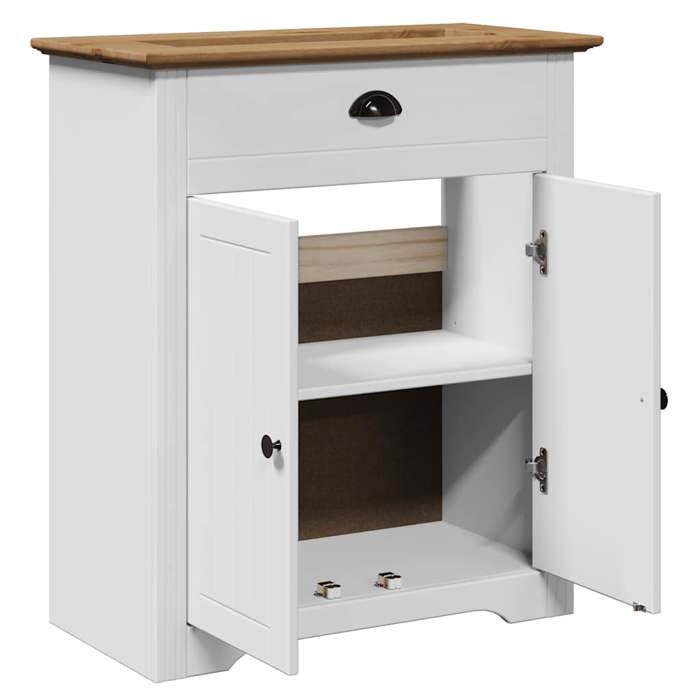 Soldes Printemps Armoire de lavabo de salle de bain - SOLOMOON - Meuble wc - BODO blanc marron 70x35x80cm SSS1803