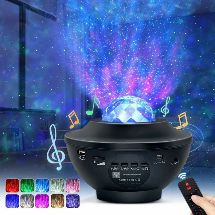 Lampe Projecteur LED Projecteur Ciel Étoilé avec télécommande Minuterie et haut-parleur Bluetooth