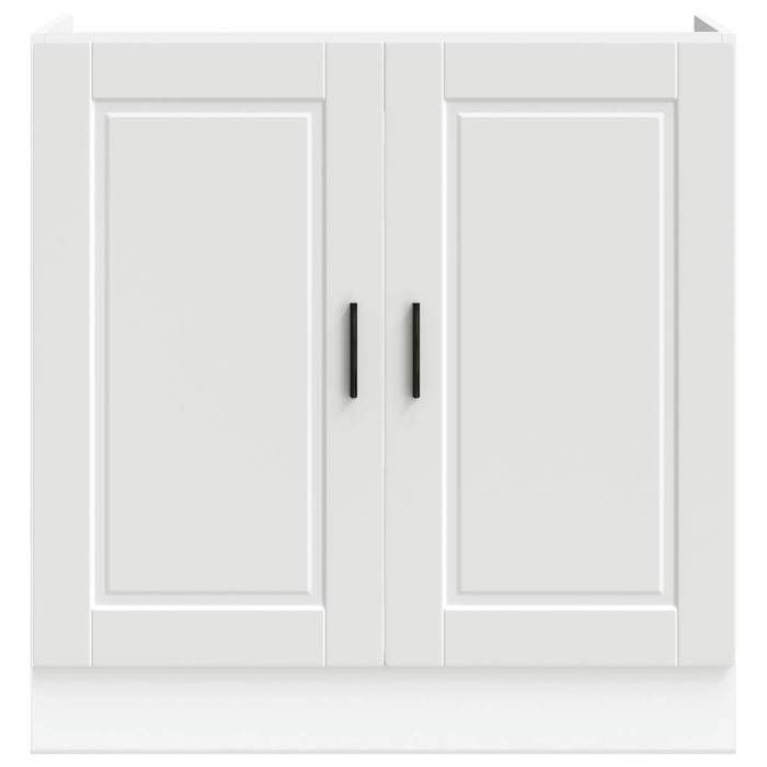 Caisson de cuisine Blanc - LEMON® Meuble bas pour évier Porto - blanc - 80x46x815cm - Bois ingénierie 333 - Soldes