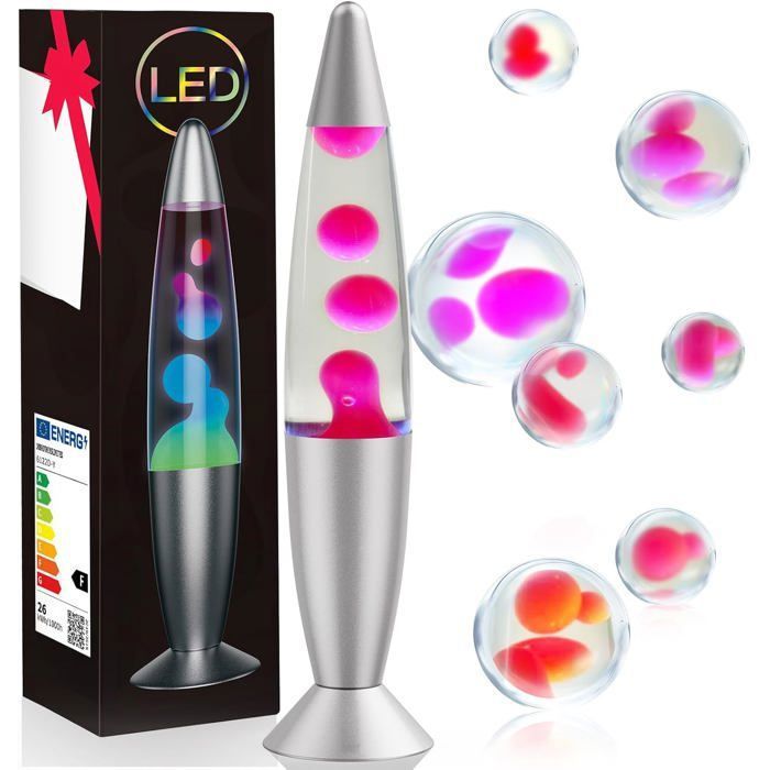 Lampe à lave - CELLUSTOP - LED multicolore - 7 couleurs - Base aluminium - Ø10x34 5cm