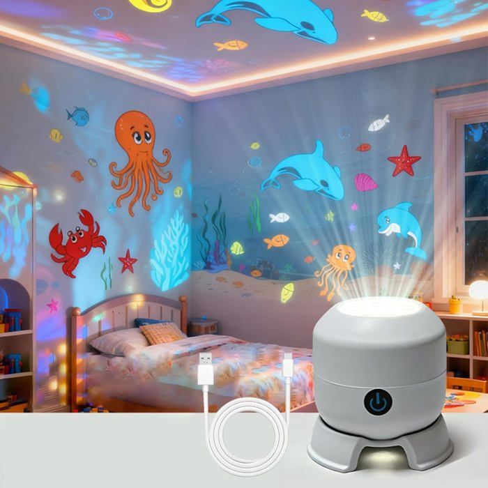 Projecteur LED Rotatif Dynamique Projection Lumineuse Colorée à 360° Motifs Dynamiques Flocons de Océan Projecteur USB à Intensité Projecteur LED Rotatif Dynamique Projection Lumineuse Colorée à 360° Motifs Dynamiques Flocons de Océan Projecteur USB à Intensité