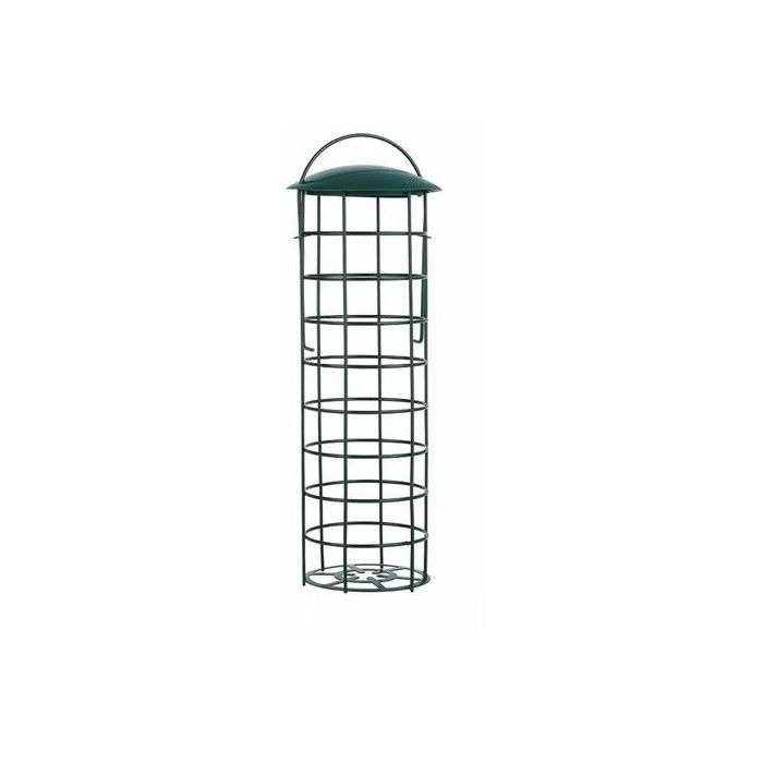 Mangeoire suspendue pour oiseaux - Vert armée - Hauteur 24 cm - Diamètre 7 cm - Longueur anse 31 cm - Capacité 4 boules