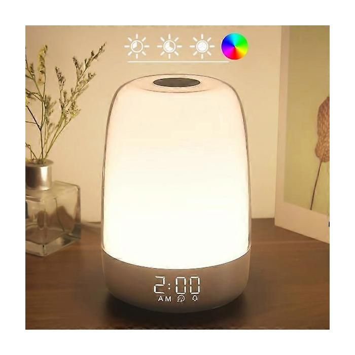 Veilleuse tactile lampe de chevet à lumière blanche chaude réglable sur trois niveaux éclairage RGB mode minuterie.