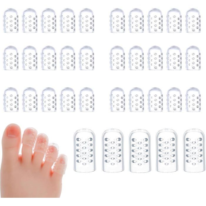 35 Pièces Silicone Protège Orteils Protège Gros Gel Petit Orteil pour homme femme Protection doigt de pied Respirants