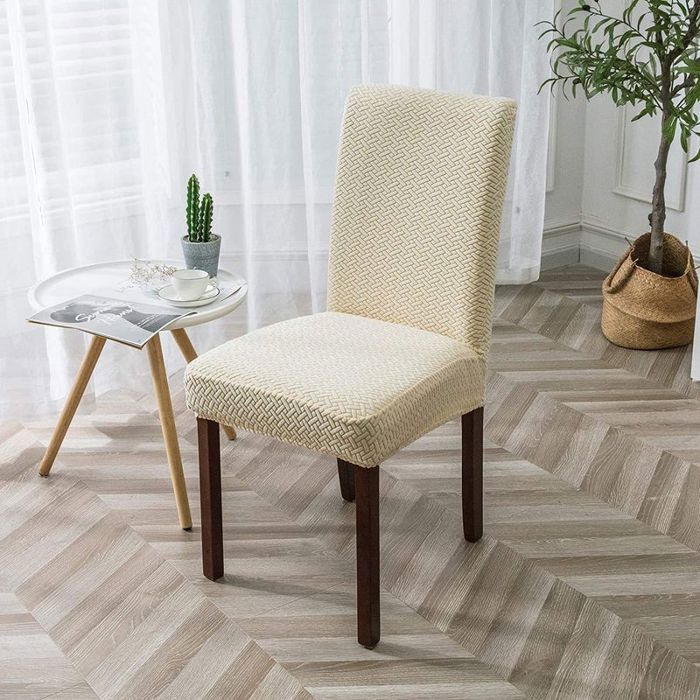 Housse de chaise imperméable en jacquard beige – universelle moderne et durable