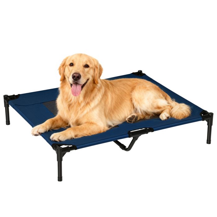 Lit de Camp Surélevé pour Chien et Chat - Lit Portable pour Animaux - Bleu - L - 91 5 x 76 2 x 18 cm