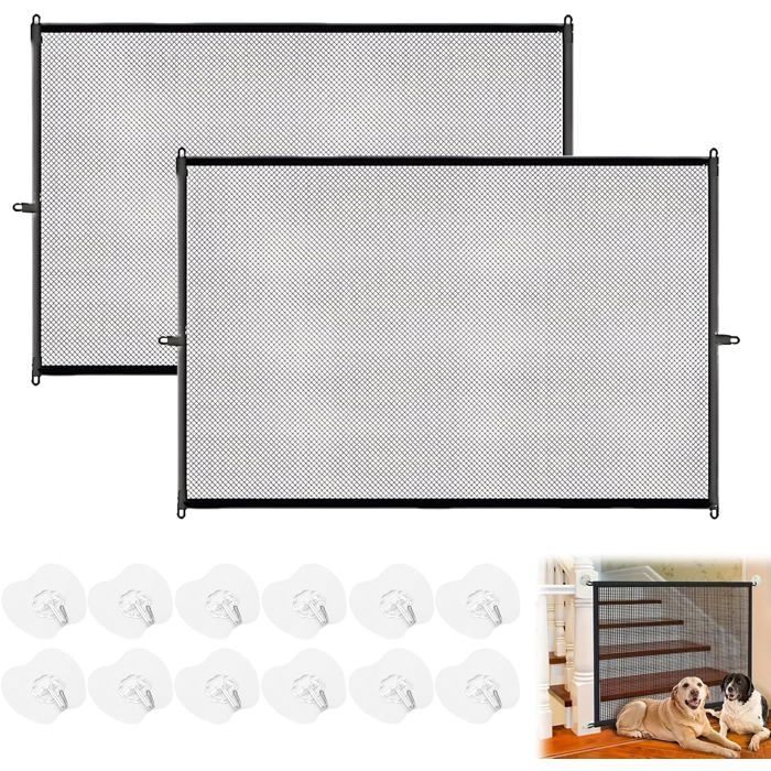 2 Pièces Barrière De Sécurité Sans Perçage 110X72Cm Barriere Chat Portable Barriere Pour Chien Aucun Perçage Nécessaire 12 C[CA141]