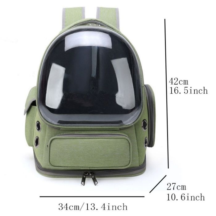 Sac de transport pour chat transparent grande capacité aéré pour extérieur caisse de transport pour animal‑vert