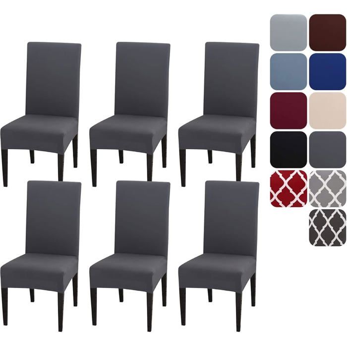 Housse de chaise extensible lot de 4 ou 6 protection universelle lavable salle à manger