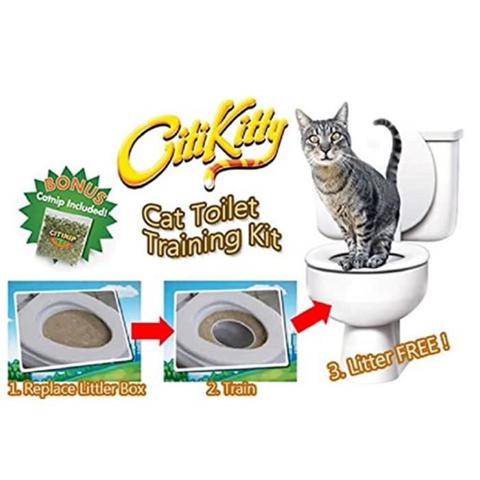Entrainez Votre Chat Aux Toilettes Chat Toilette Kit D Entrainement Formation 2 Pcs Tapis De Chat Cdiscount Animalerie