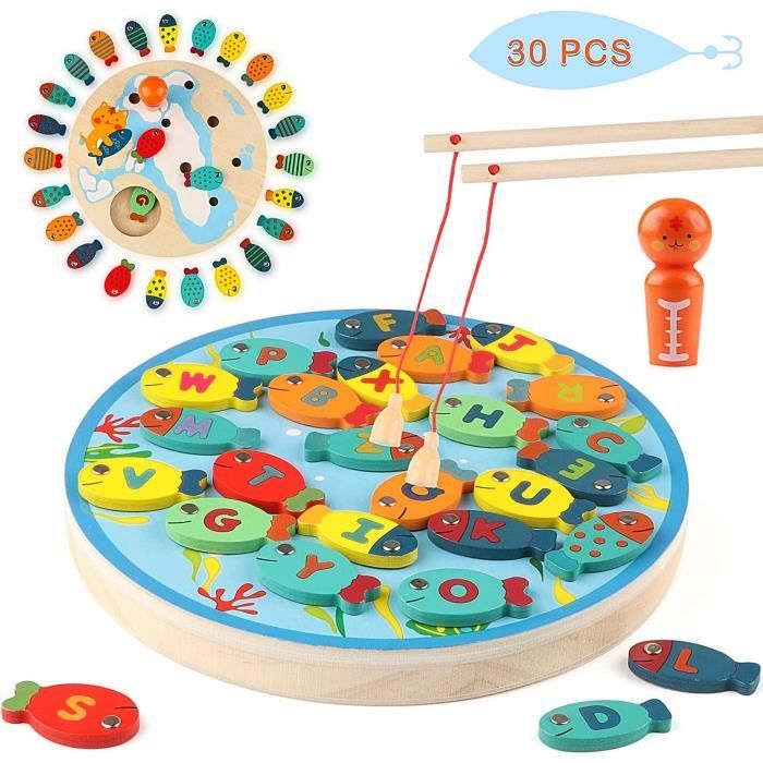 Uping Jeux Montessori Jouet en Bois Jeu de Pêche Magnetique Jeux Enfant 3 Ans et Plus Jouets