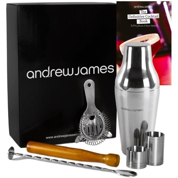 Andrew James Kit Cocktail Parisien Shaker Parisien, Cuillère