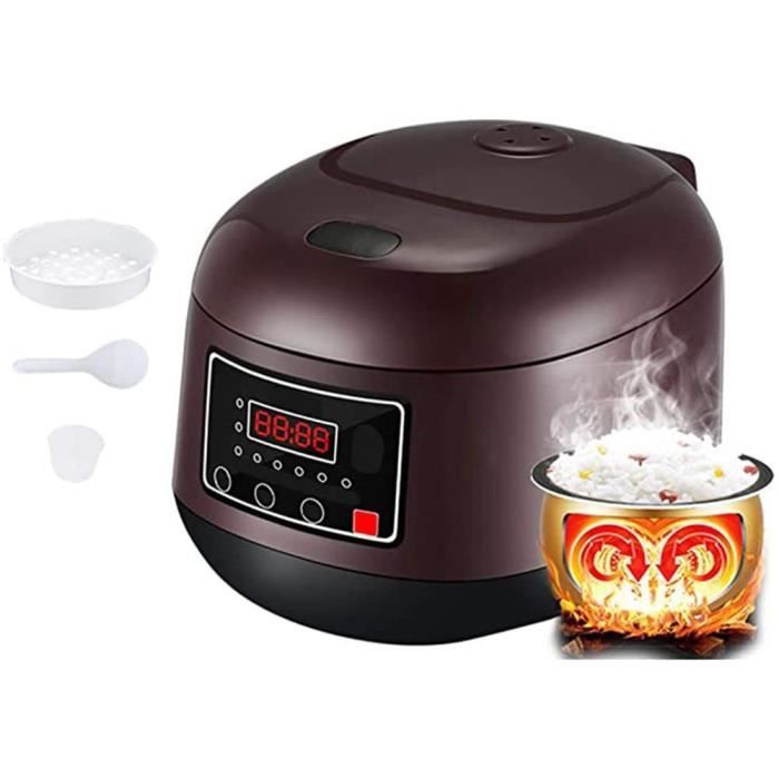 Cuiseur à Riz Électrique FUfIzU 3L - Cuisson Rapide 15min - Panier Vapeur Inclus - Antiadhésif - Pour 2-4 Personnes - Rose