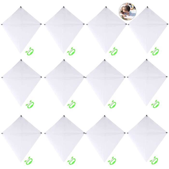 Lot de 12 cerfs-volants blancs vierges pour enfants - Jouet créatif à
