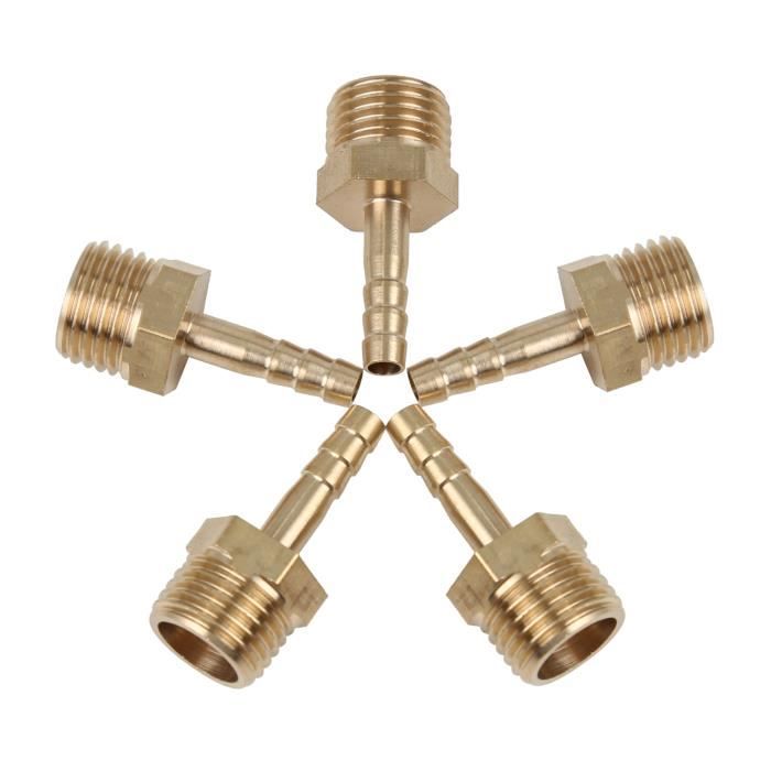 Raccord Laiton 3/16" BARBE X 1/4" MÂLE NPT - Pour Gaz, Carburant, Eau, Air - Neuf