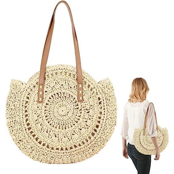 Sac de Plage - Femmes - Paille - 41x37 cm - Beige - Sac fourre-tout élégant