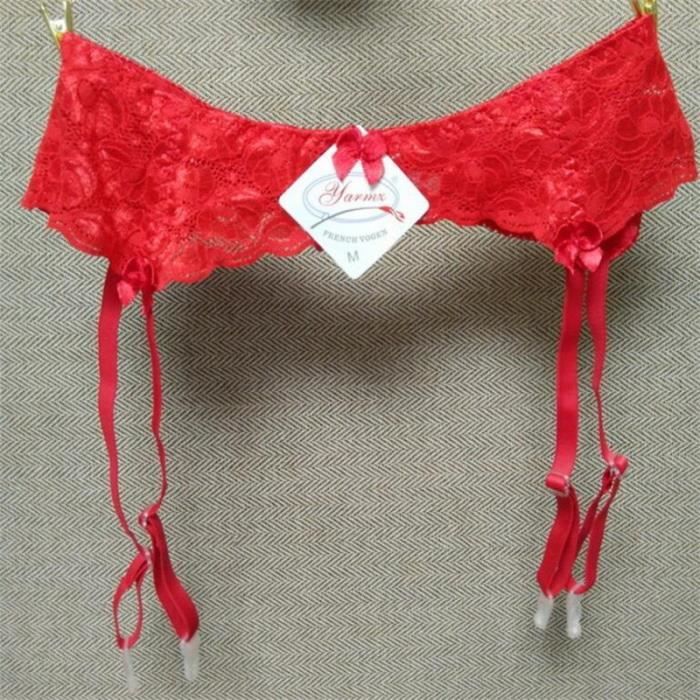 Jarretière Dentelle Rouge Cosmeria - Forme Cœur Réglable 22-56cm - Pour Mariage, Fête Ou Soirée Élégante