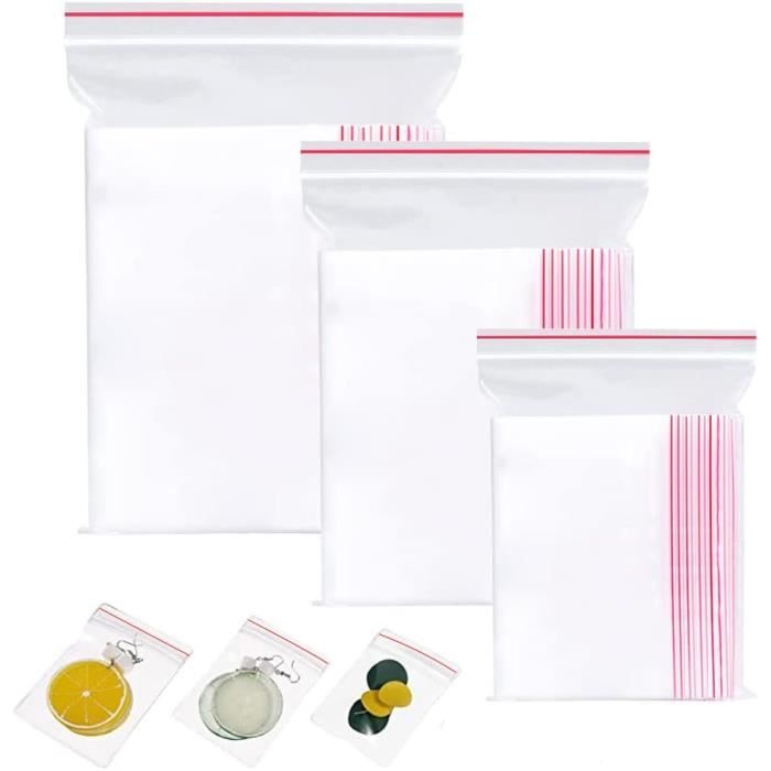 300 Pièces Sachets Plastiques Refermables Sachet Zip Reutilisable Petit