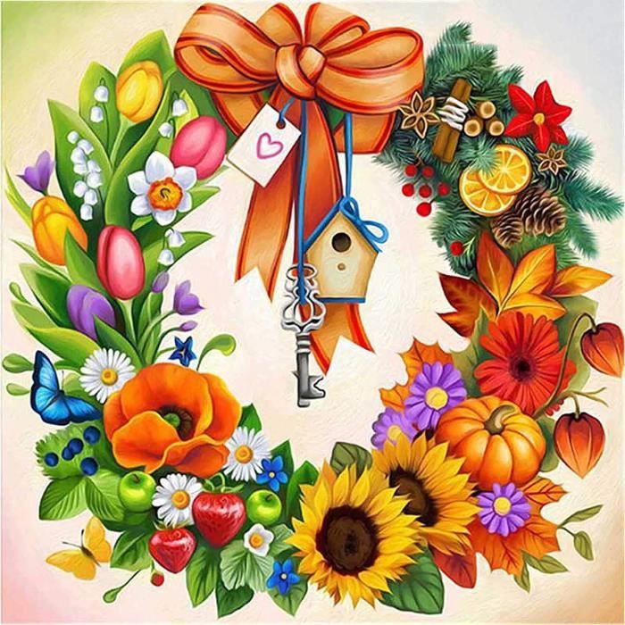 EOBROMD Fleur Diamond Painting Pendentif Avec Chaîne, Diamant