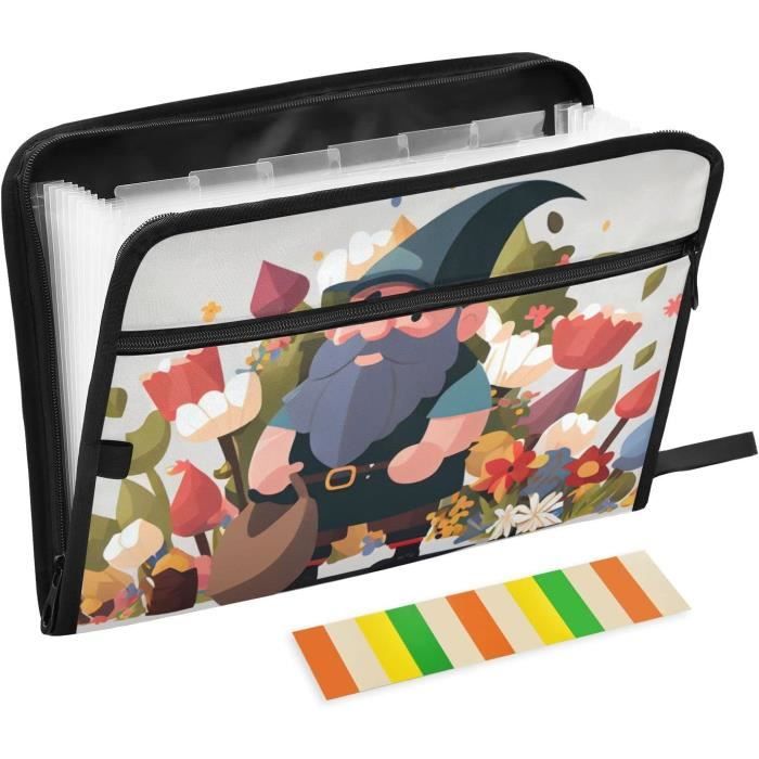 Trieur extensible à 13 poches en accordéon marbré noir et doré avec fermeture éclair - Format A4