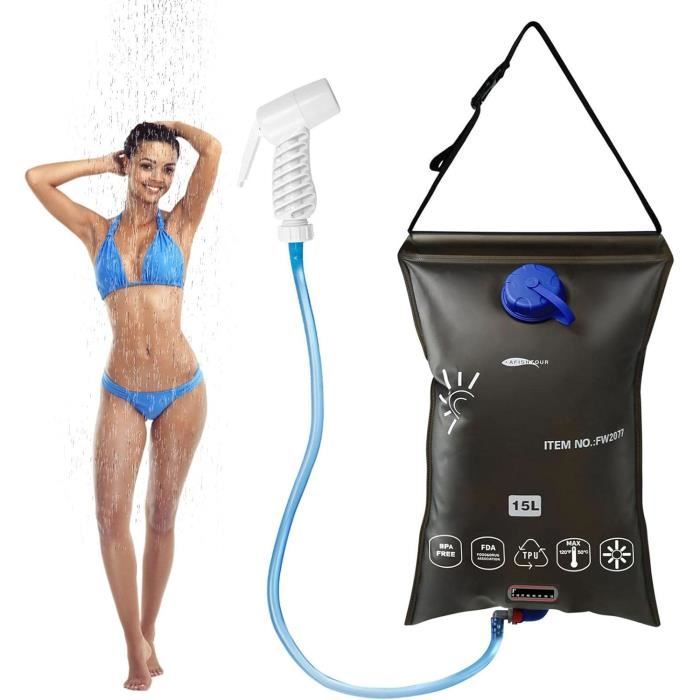 WILD HEART Douche Camping Portable 22 L Sac de Douche Portative Portative avec Pompe à Pied à Pression et Buse Pratique, Douche Solaire Pression pour la Plage, Le Camping WILD HEART Douche Camping Portable 22 L Sac de Douche Portative Portative avec Pompe à Pied à Pression et Buse Pratique, Douche Solaire Pression pour la Plage, Le Camping