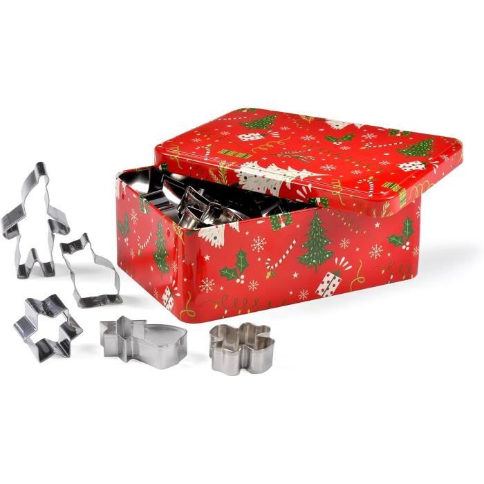 Lot De 5 Emporte-pièces Noël En Inox - Sapin, Bonhomme Pain D'épices, Renne, Lutin, Chaussette - Pour Biscuits, Fondant
