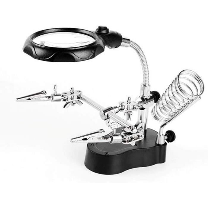 2 Lampe Loupe Led, 4X Loupe Eclairante Mains Libres Avec Mini Serrage