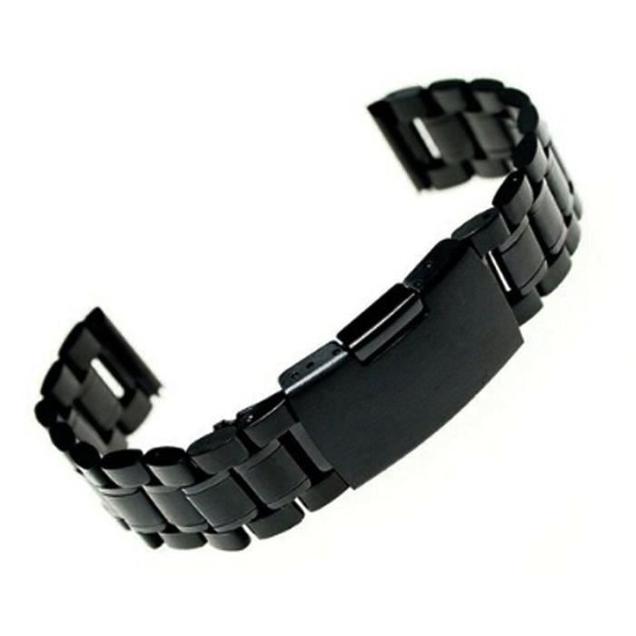 18 mm acier inoxydable bracelet montre bande sangle Straight end Solid  Links noir , - Achat/vente bracelet de montre Mixte Adulte Noir - Cdiscount