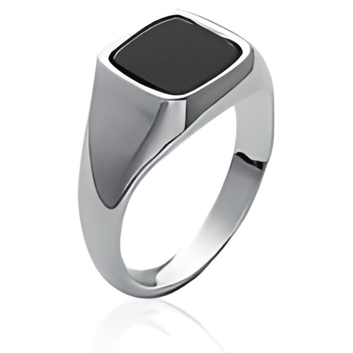 Chevaliere homme argent onyx carré outlet