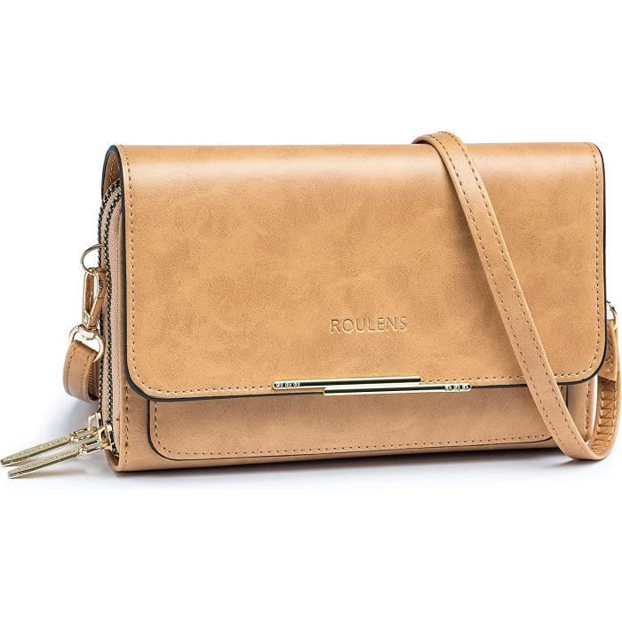 Sac Bandoulière Femme En Simili Cuir PU Marron - 7 Poches, Sangle Réglable - Neuf Avec étiquettes
