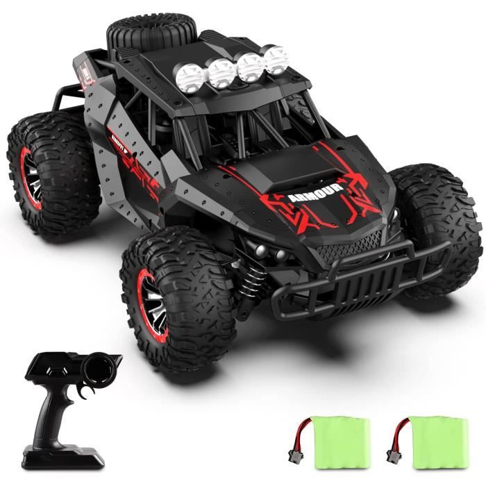 Voiture Télécommandée Tout Terrain 1:16 - 20km/h, 2.4Ghz, LED, Buggy RC Enfant 3+ Ans (Orange)