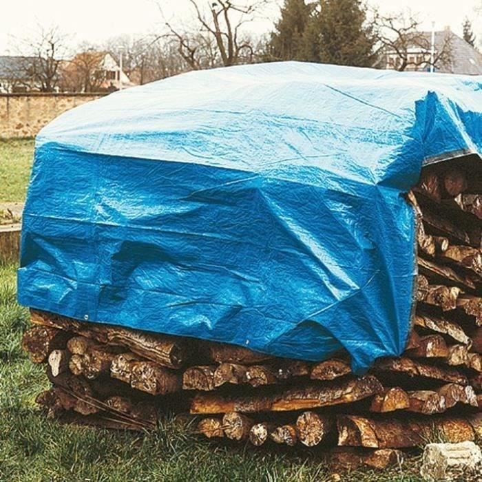 Bâche stère de bois - Marque - 1,5x6 m - Ultra résistante - 80 g/m² - Bleu