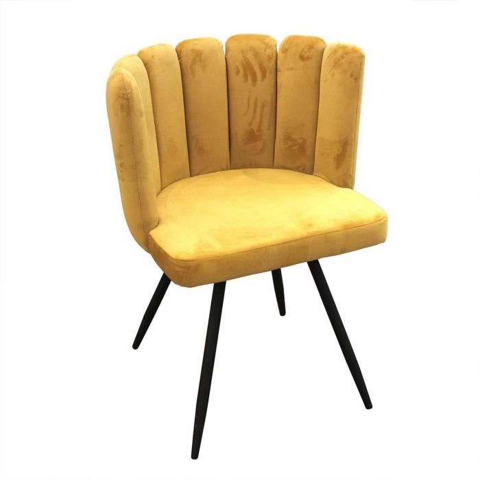 chaise velours ariel jaune autres jaune