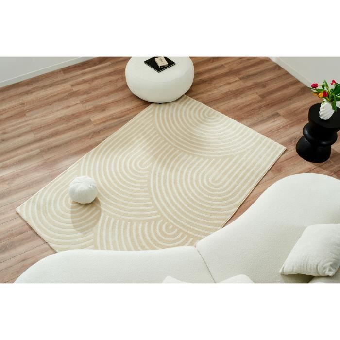 Tapis motif arc en relief NAZAR RUGS 160x230 cm Bianca Crème