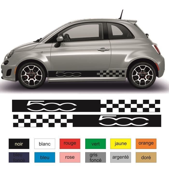 Autocollant Noir - Fiat 500 Model 1 - Bandes stickers adhésifs décoration n°1