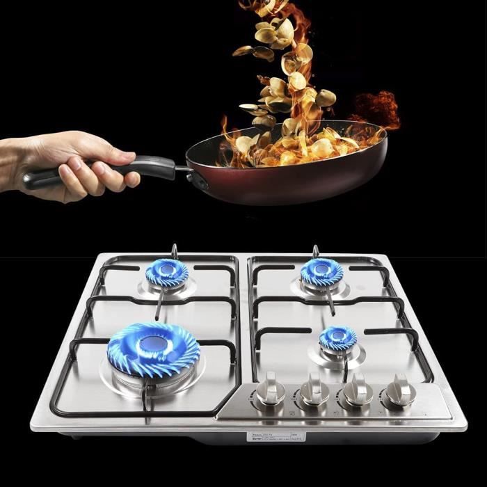 Plancha Gaz Sur Chariot Barbecue à Gaz Professionnel En Acier Inoxydable Avec Grille De Cuisson, Hauteur Réglable, Barbecue à Gaz Amovible, 4 Brûleurs, Pour Camping, Balcon, Jardin Barbecue Gaz 4 Bruleurs