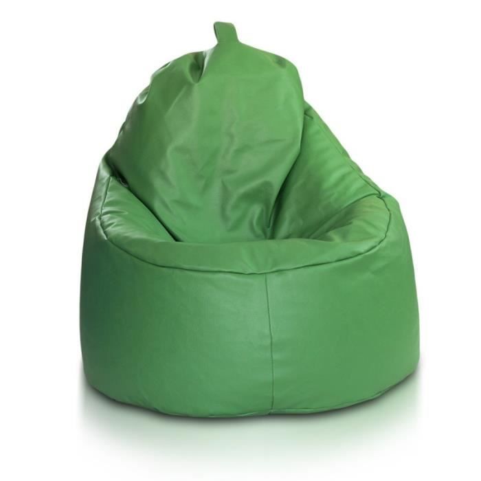 fauteuil pouf yoko - marque yoko - vert - cuir écologique - confortable et élégant