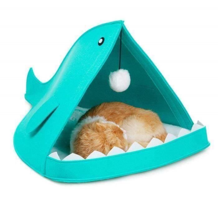 Lit Pour Chat Litiere Pour Chat Nid D Animal De Compagnie Chien Chat Lapin Ect De Type Requin En Feutre Bleu Cdiscount Animalerie