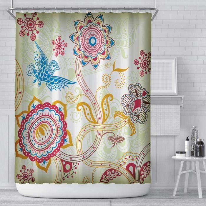 Rideau de douche 72 x 72 pouces, ensemble de rideaux de douche en tissu  lourd en lin bohème, rideaux de douche décoratifs pour salle de bain, gris