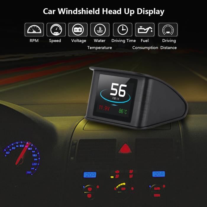 P10 universel voiture HUD affichage tête haute OBD2 avertissement de  vitesse RPM projecteur de consommation de carburant -ABI - Cdiscount Auto