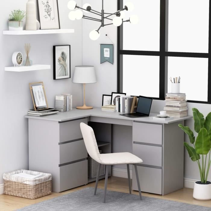 Bureau D Angle Gris 145x100x76 Cm Agglomere Achat Vente Bureau Bureau D Angle Gris Soldes Sur Cdiscount Des Le 20 Janvier Cdiscount