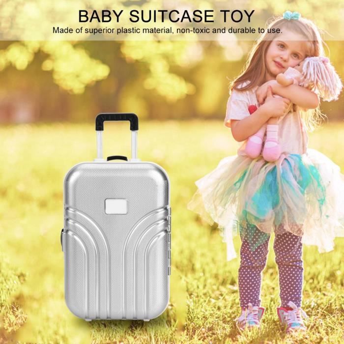 Valise Bebe Jouet Mignon Valise A Roulettes En Plastique Mini Boite A Bagages Argent