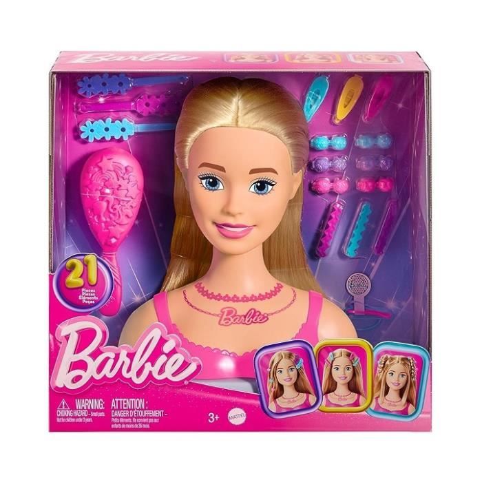Tête à coiffer - BARBIE - Barbie - Chevelure blonde - Accessoires de coiffure - Jouet enfant