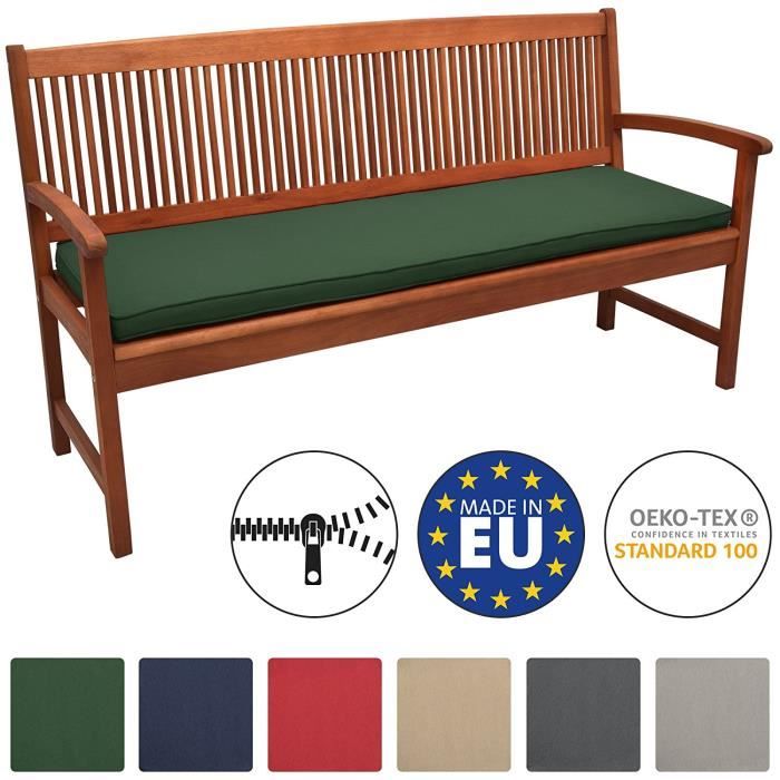 Beautissu Coussin Banc Banquette Loft BK 120x48x5 cm - Vert foncé - Jardin Terrasse Balcon Extérieur (Banc non inclus)