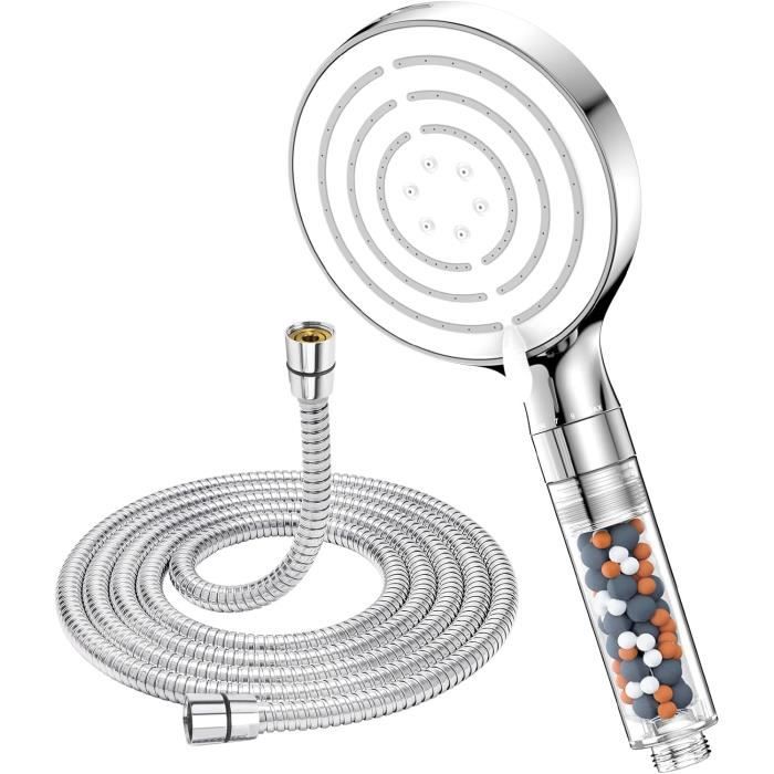 Pomme de douche avec filtre à ions et filtre anti-calcaire, douchette à main 3 modes économisant
