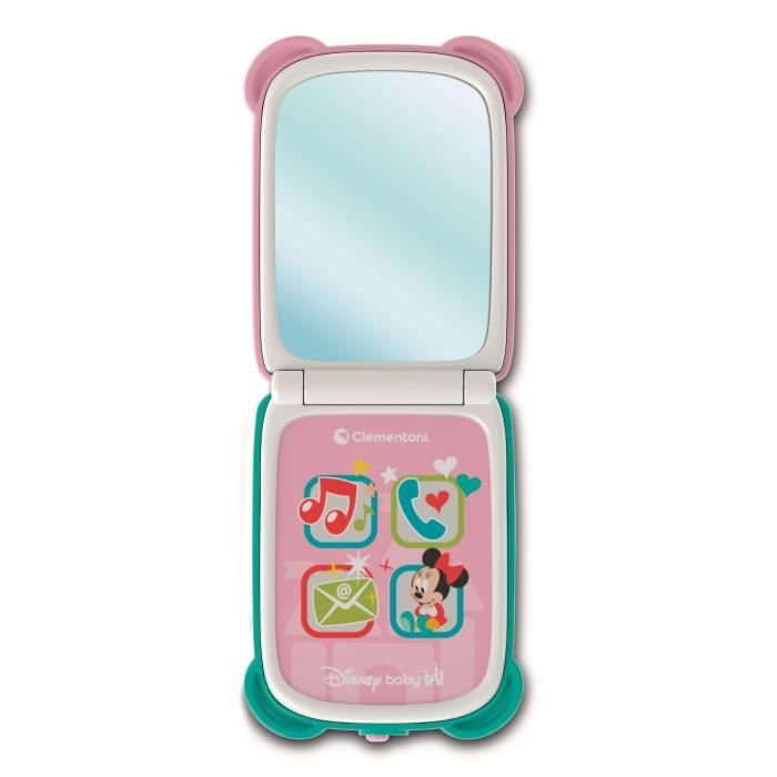 Clementoni Disney Baby Minnie Flip Phone téléphone Enfant 9 Centre d'activité avec 4 Touches pour stimuler Le Jeu Imitation avec lumières et Sons 17515