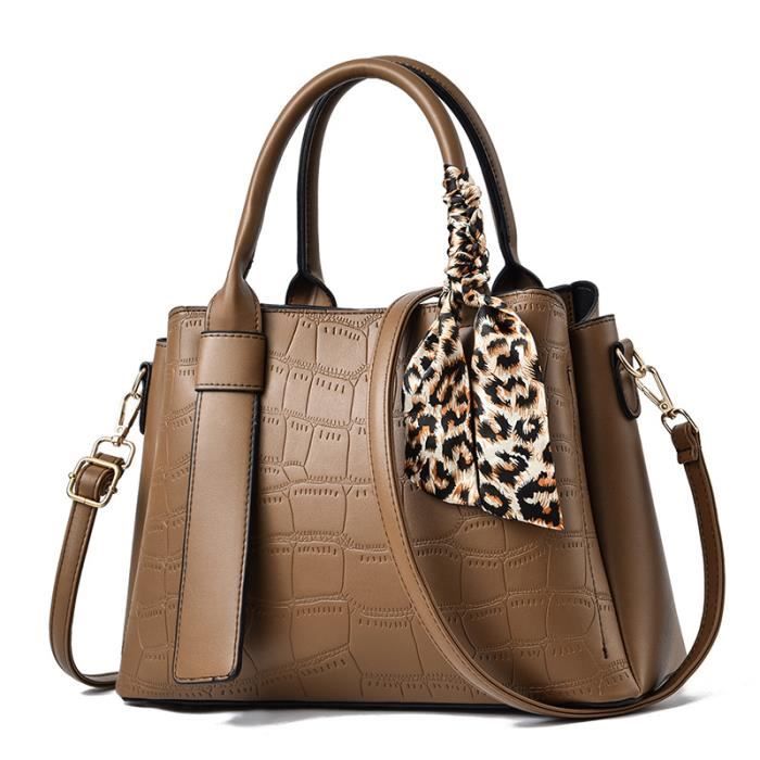 FANDARE Sac à Main Femme Damier PU Cuir - Bandoulière Épaule Fourre-Tout Voyage