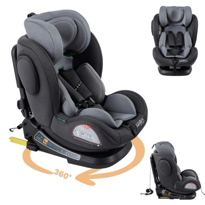 FableKids Siège auto pour enfants avec Isofix | 360° | siège pour enfants | groupe 0/1/2/3 0-36 kg | sécurité à 3 points | gris