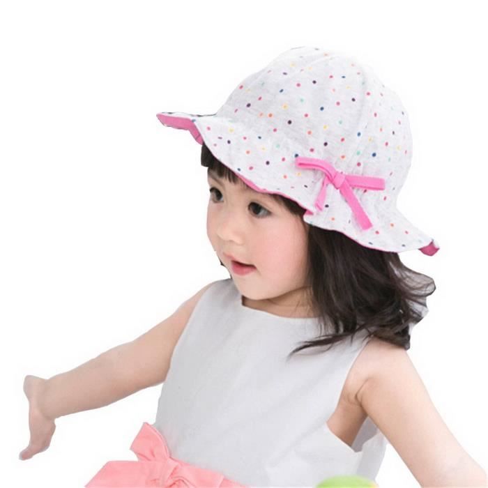 Bebe Enfant Fille Chapeau De Soleil Bow Tie Anti Uv Panama Bord Vague 48cm Blanc Multicolore Cdiscount Pret A Porter