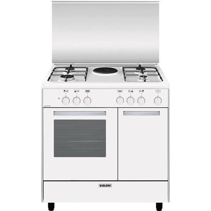 Cuisinière Glem AR856EX - Blanc - Combi - Rotatif - Moyenne - Glem